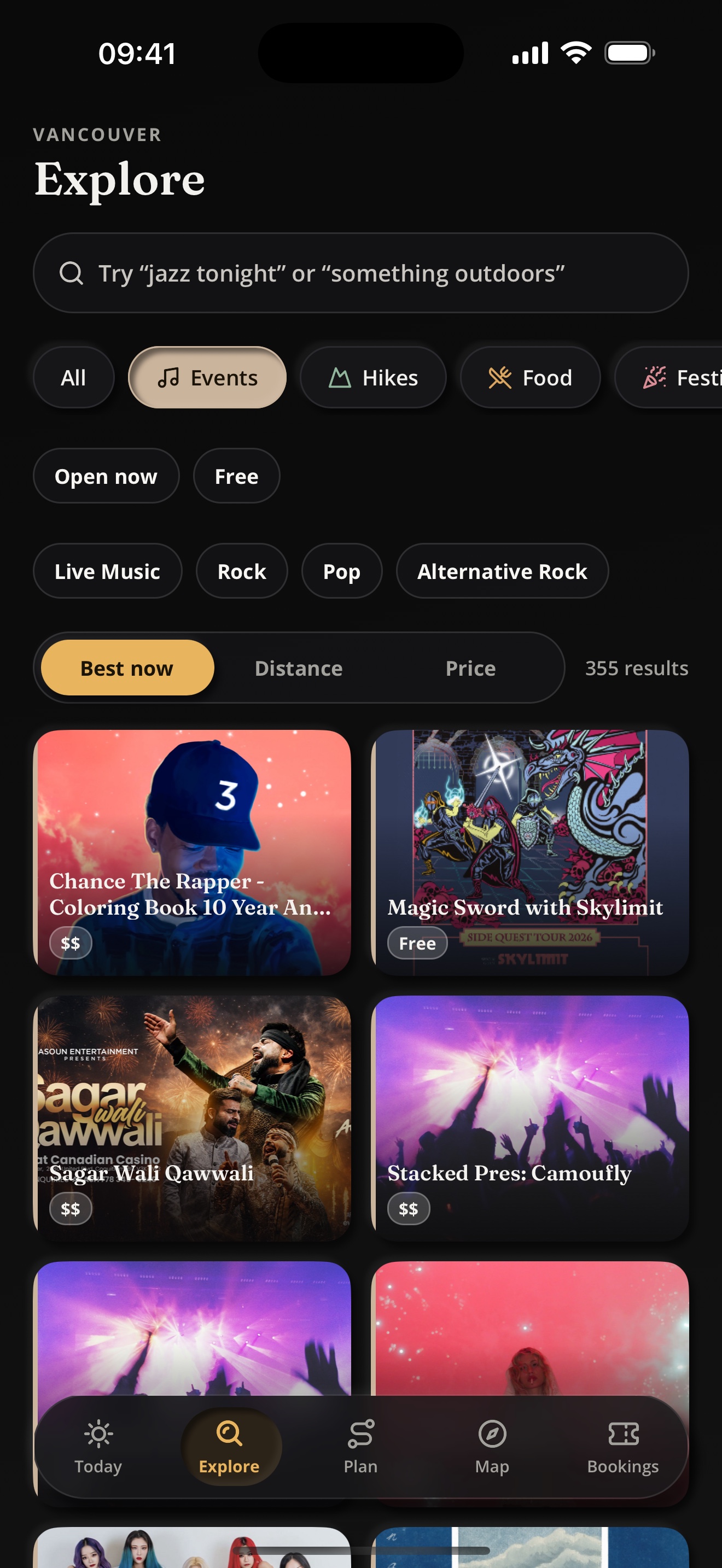 Explore screen