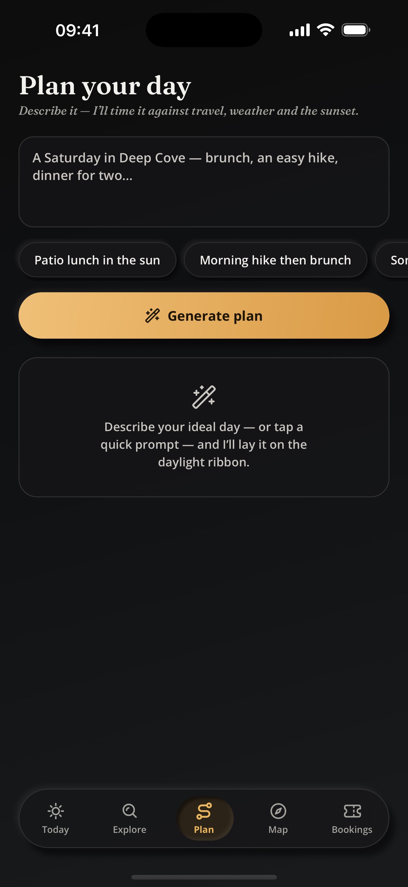 Plan prompt screen